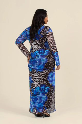 Curve Leopard And Floral Print Ruched Midaxi Dress