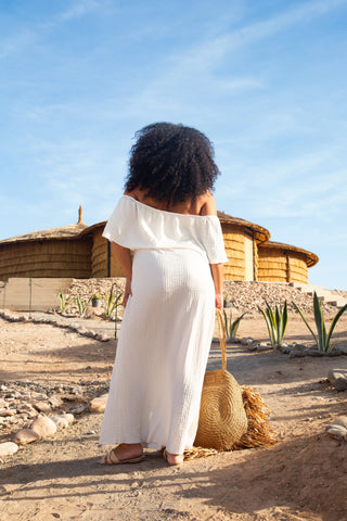 Curve Textured Bardot Resort Maxi Dress