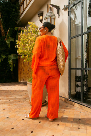 Curve Crochet Tie Front Flare Sleeve Resort Top