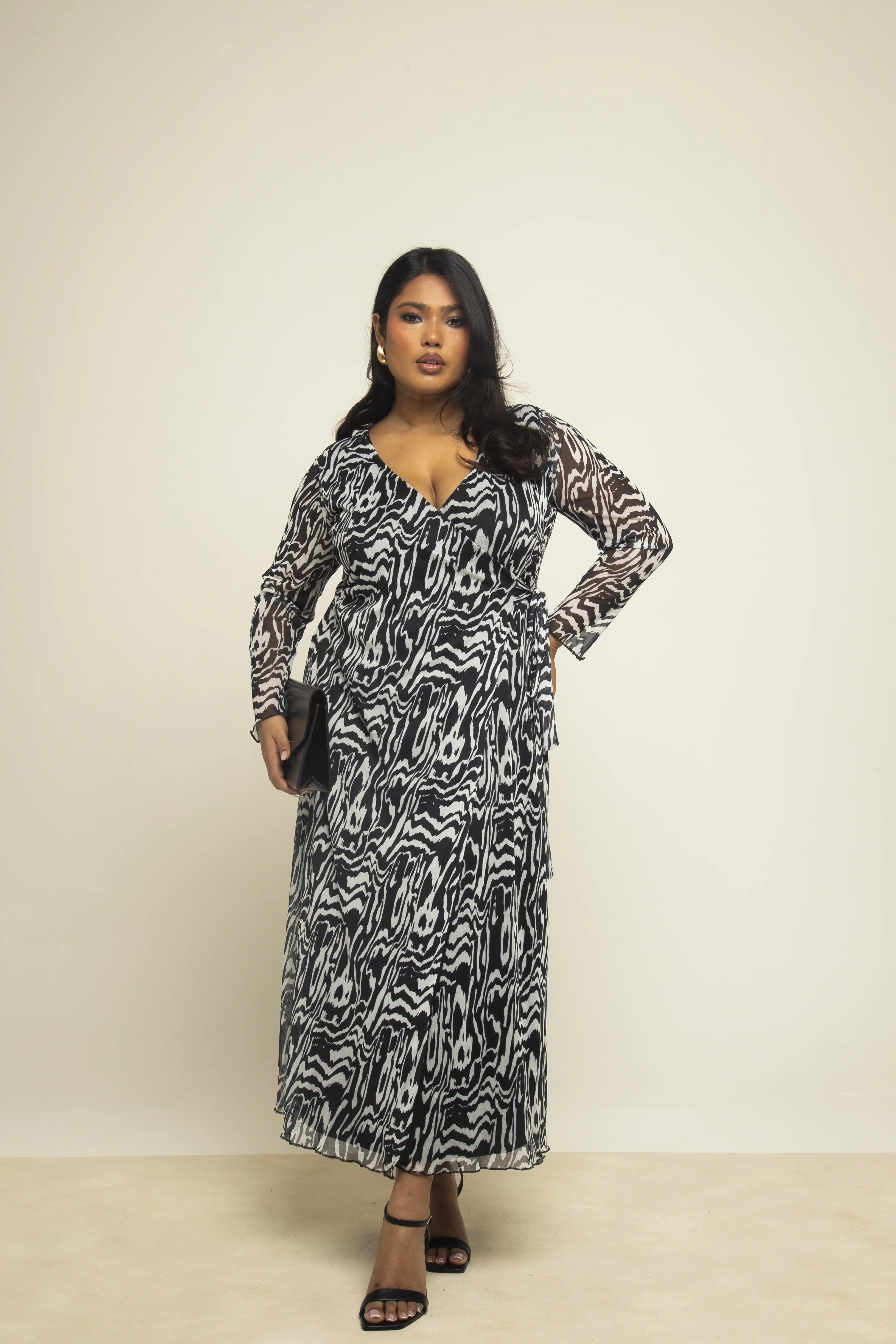 wrap around mesh dress Green Mesh High Neck Wrap Detail Maxi Dress