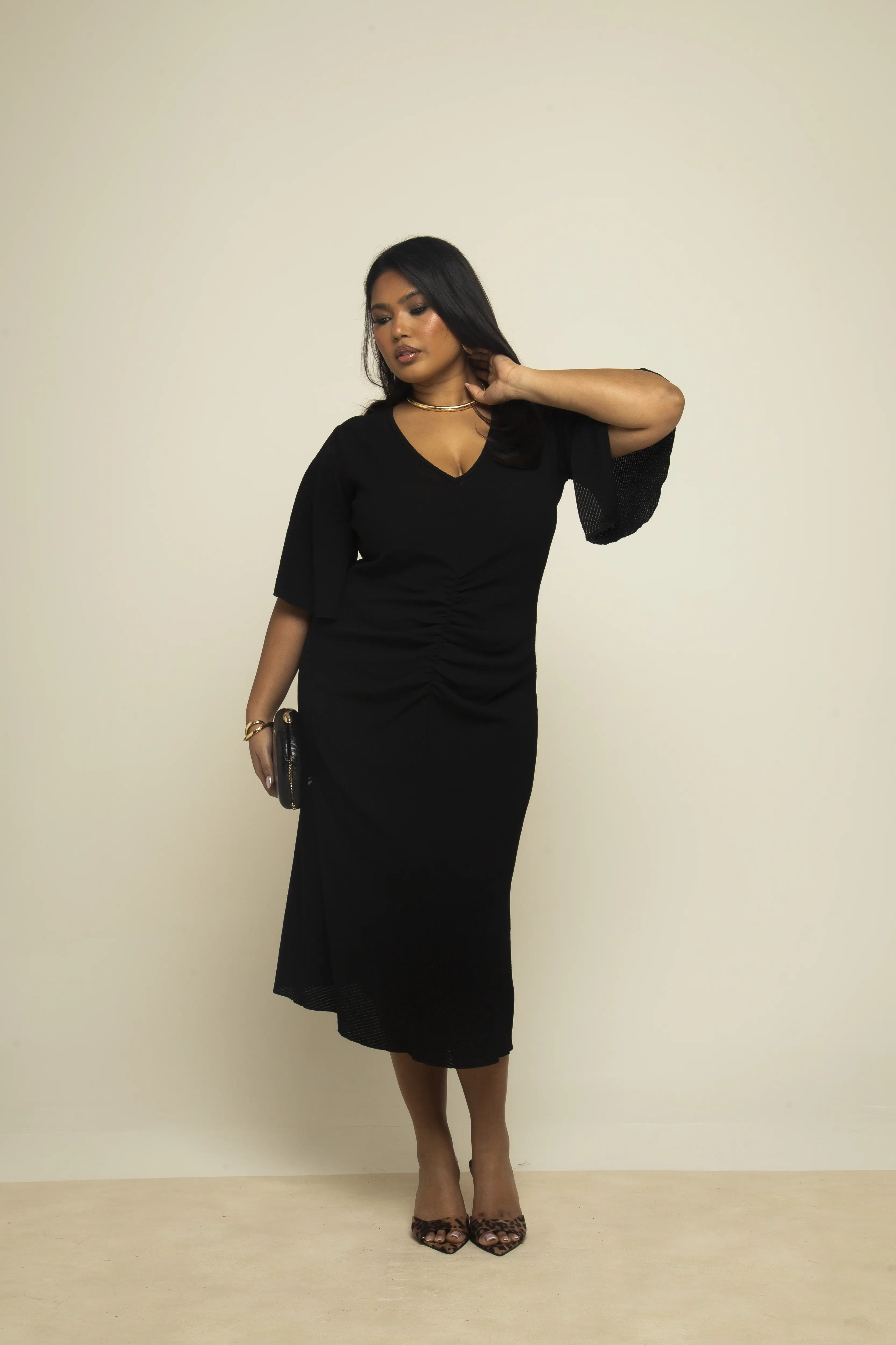 black ruched front dress Black Twist Front Ruched Maxi Dress PinkBlush