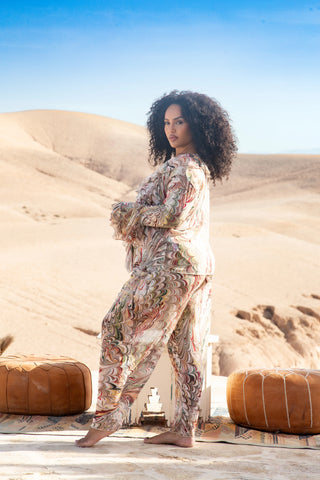 Curve Swirl Print Resort Trouser