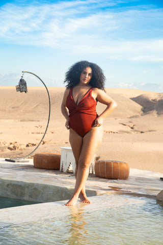 Curve Twist Front Crinkle Sculpting Swimsuit
