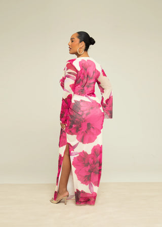 Curve Bold Floral Print Cowl Neck Maxi Dress