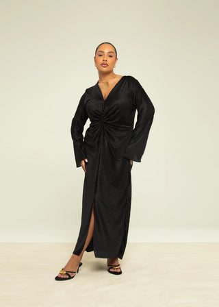 Curve Chevron Pleat Twist Front Midaxi Dress
