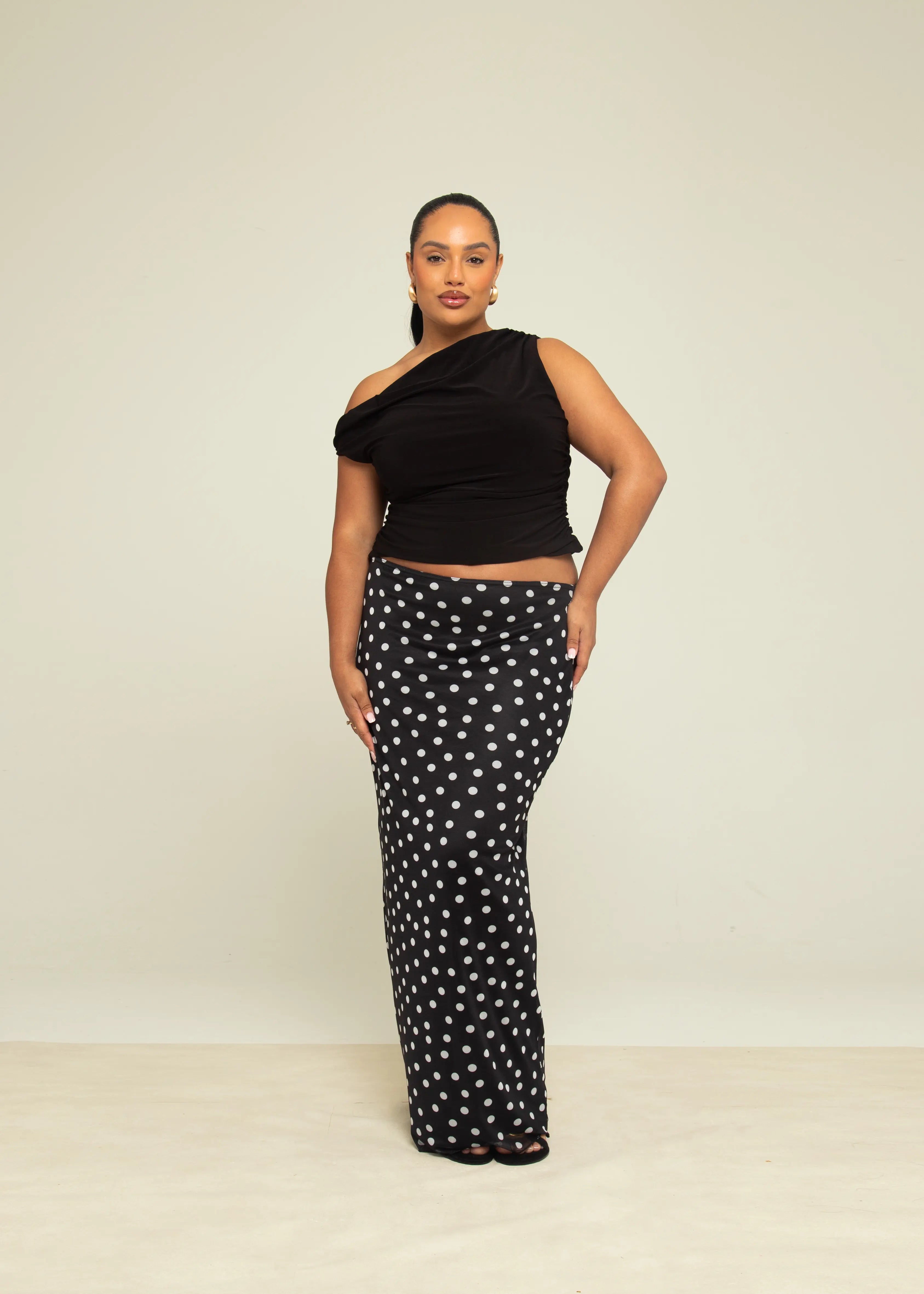 Plus Size Black Polka Dot Mesh Maxi Skirt Fashion SZN – Fashion//SZN