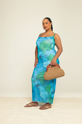 Curve Strappy Abstract Print Maxi Dress