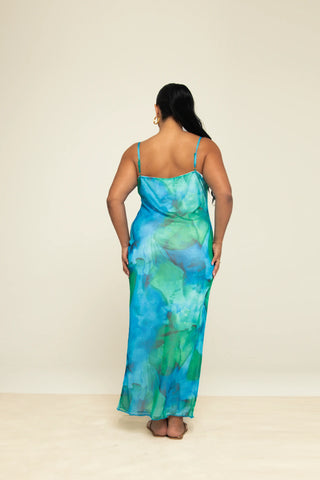 Curve Strappy Abstract Print Maxi Dress