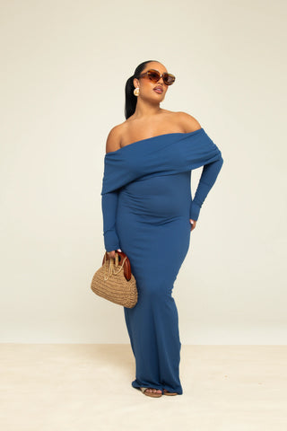 Curve Soft Rib Bardot Maxi Dress