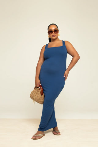 Curve Ribbed Strappy Maxi Dress