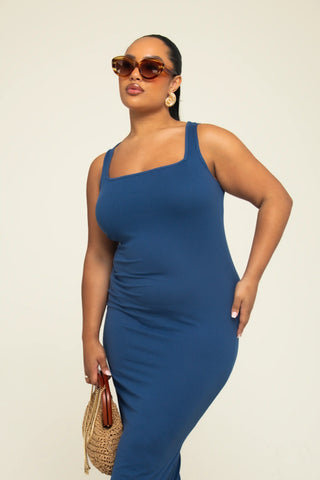 Curve Ribbed Strappy Maxi Dress