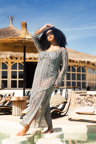 Curve Mono Spot Ring Detail Kaftan